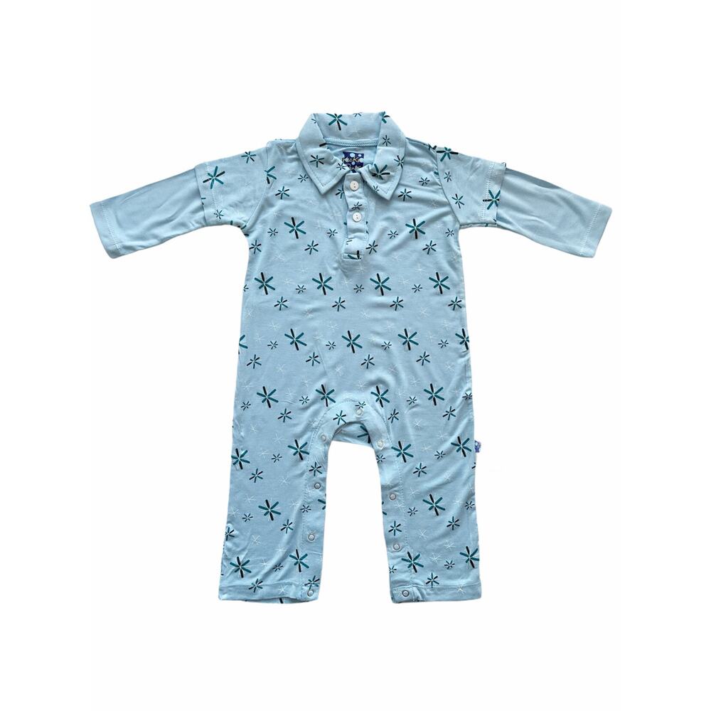 NWT Kickee Pants Long Sleeve Polo Romper Size 3-6m